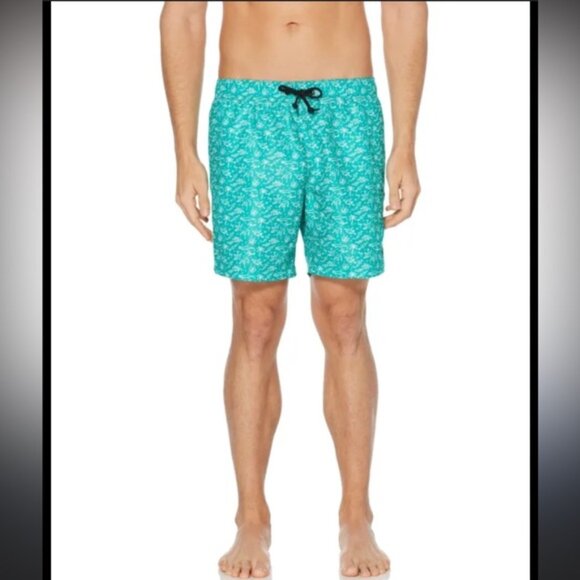 Perry Ellis Green Swim Trunks Summer Graphic Print Shorts Men’s Small - Picture 1 of 9